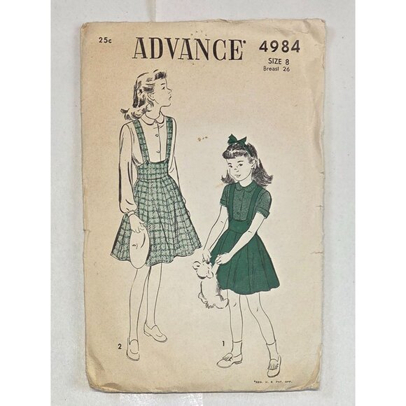 Vintage Advance Sewing Pattern Girls Dresses Nightgown Size 8 Pre-cut Unprinted - Picture 5 of 9